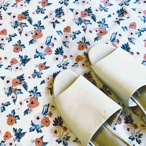 White sandal mules
